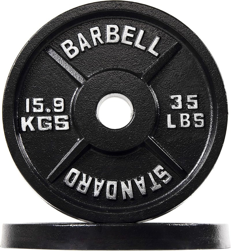 Fitvids Olympic Cast Iron Plate for Strength Training and Weightlifting, Pairs, Sets or Set with Barbell, Multiple Sizes - Image 1